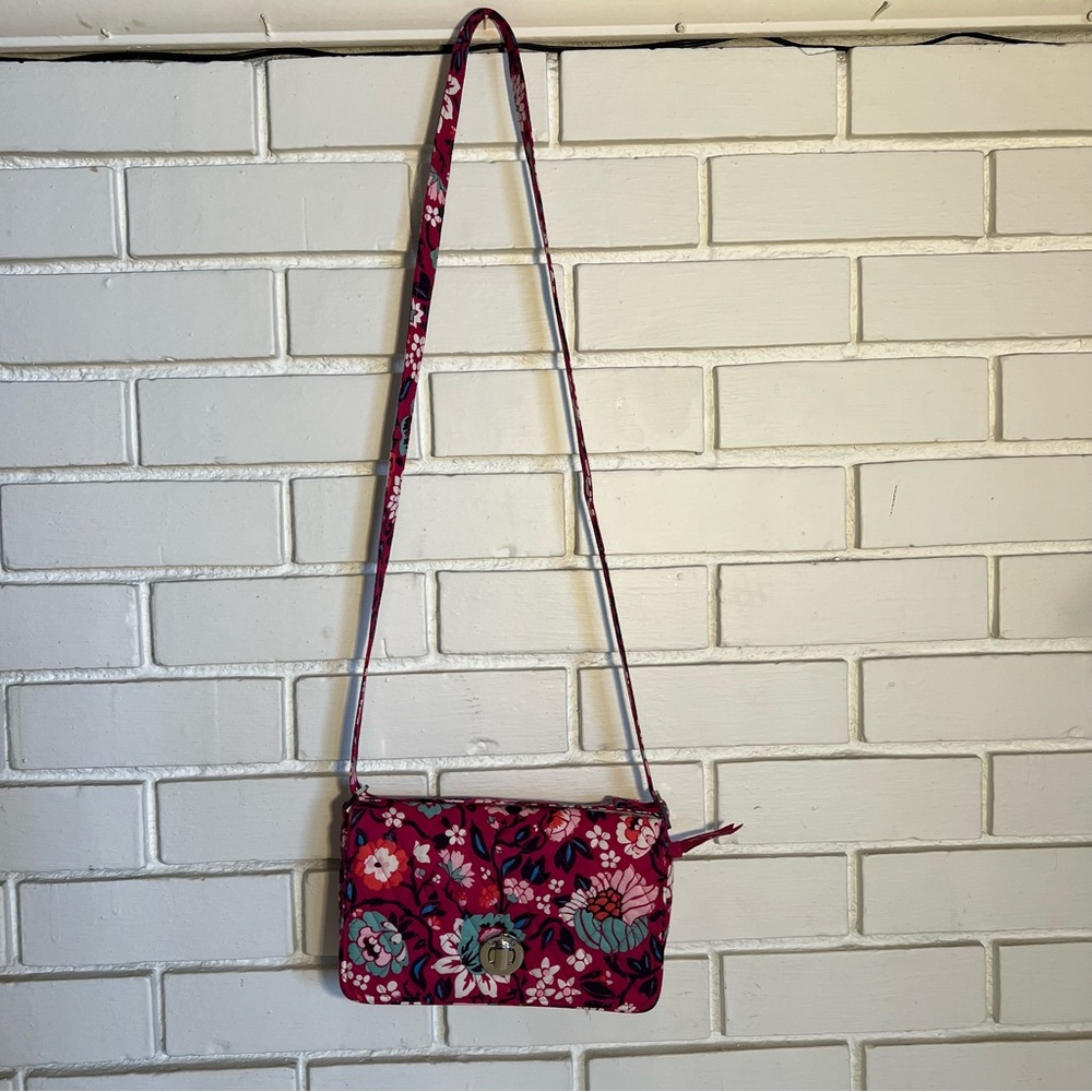 Vera Bradley Turnlock Crossbody Bag Bloom Berry - Picture 5 of 10